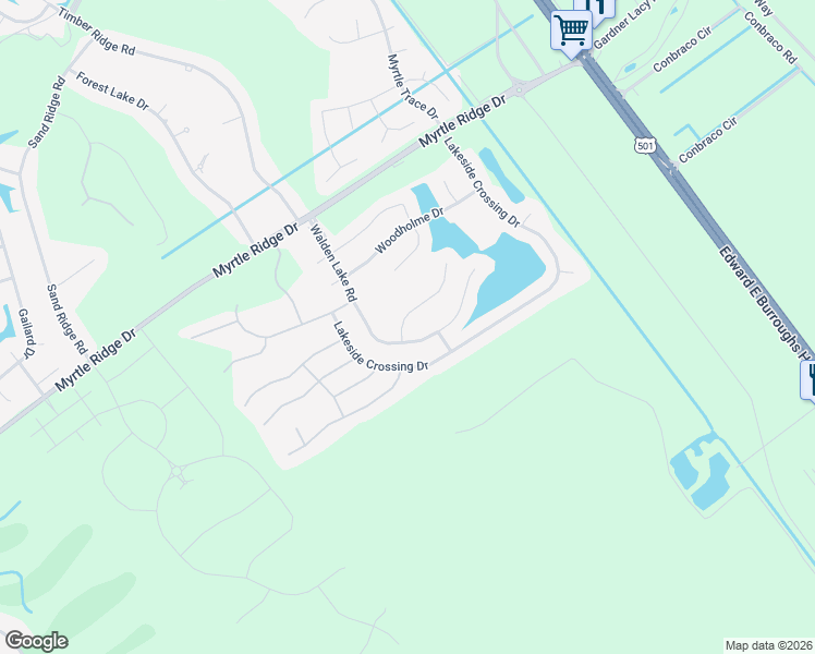 map of restaurants, bars, coffee shops, grocery stores, and more near 604 Lake Estates Court in Conway