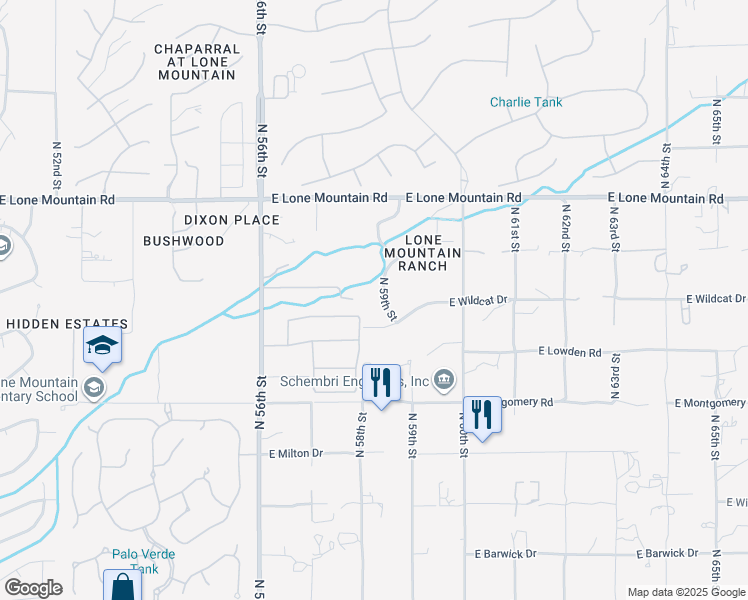 map of restaurants, bars, coffee shops, grocery stores, and more near 31112 North 59th Street in Cave Creek
