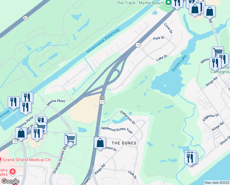 map of restaurants, bars, coffee shops, grocery stores, and more near 9304 Cove Drive in Myrtle Beach