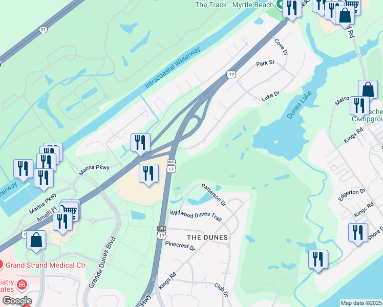 map of restaurants, bars, coffee shops, grocery stores, and more near 9304 Cove Drive in Myrtle Beach