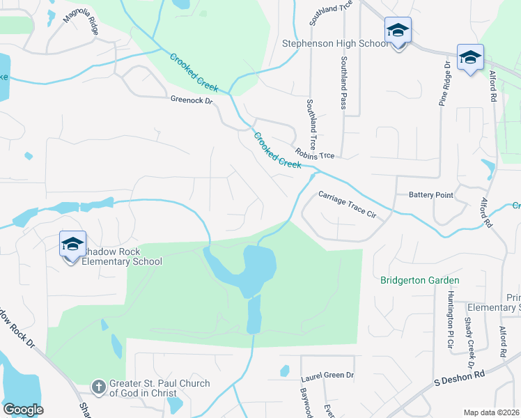 map of restaurants, bars, coffee shops, grocery stores, and more near 6317 Lake Valley Point in Lithonia