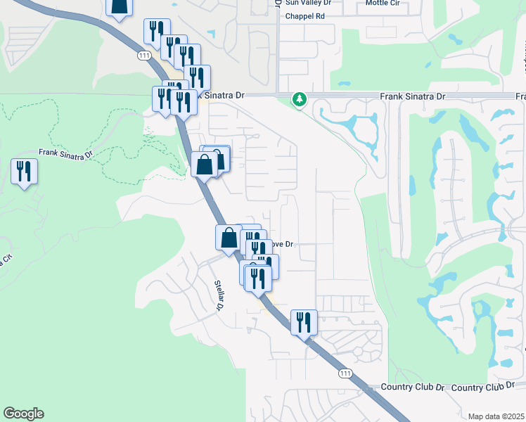 map of restaurants, bars, coffee shops, grocery stores, and more near 70100 Mirage Cove Drive in Rancho Mirage