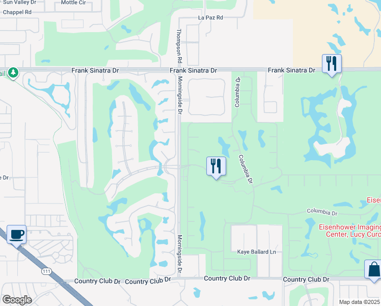 map of restaurants, bars, coffee shops, grocery stores, and more near 1 Briarcliff Court in Rancho Mirage