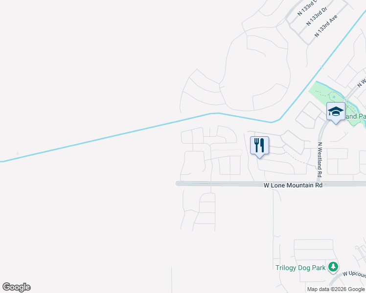 map of restaurants, bars, coffee shops, grocery stores, and more near 13795 West Creosote Drive in Peoria