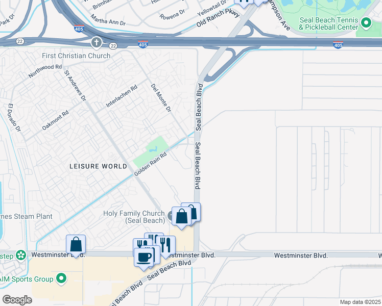 map of restaurants, bars, coffee shops, grocery stores, and more near 13550 Del Monte Drive in Seal Beach