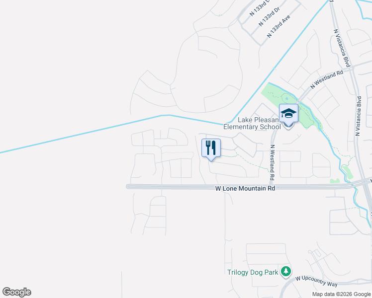 map of restaurants, bars, coffee shops, grocery stores, and more near 13623 West Creosote Drive in Peoria