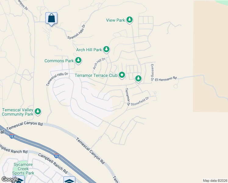 map of restaurants, bars, coffee shops, grocery stores, and more near 11729 Ambling Way in Temescal Valley