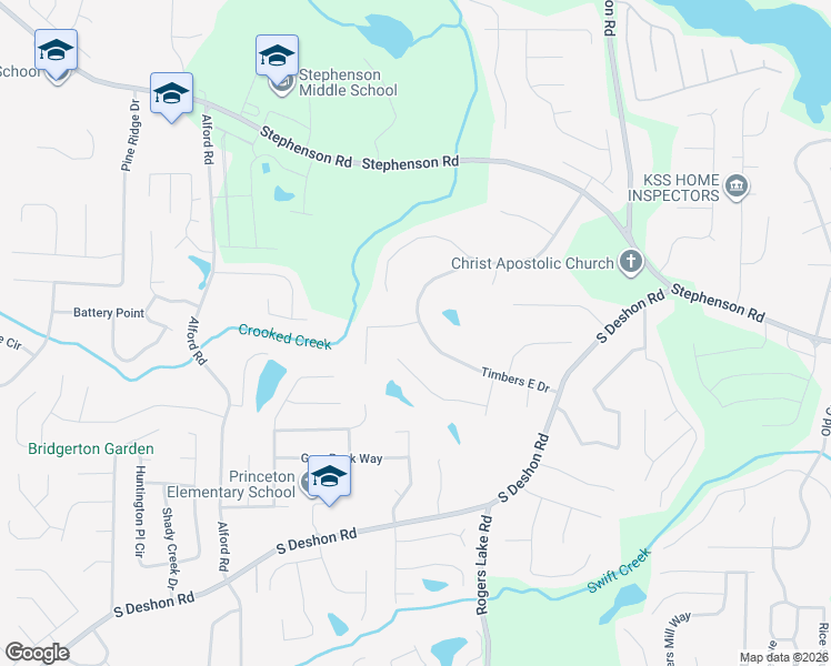 map of restaurants, bars, coffee shops, grocery stores, and more near 6999 Timbers East Lane in Lithonia