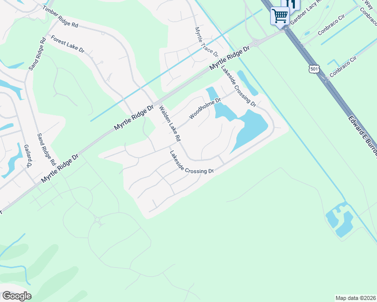 map of restaurants, bars, coffee shops, grocery stores, and more near 269 Walden Lake Road in Conway