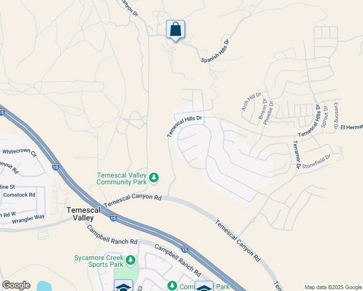 map of restaurants, bars, coffee shops, grocery stores, and more near 11082 Briar Rose Court in Corona