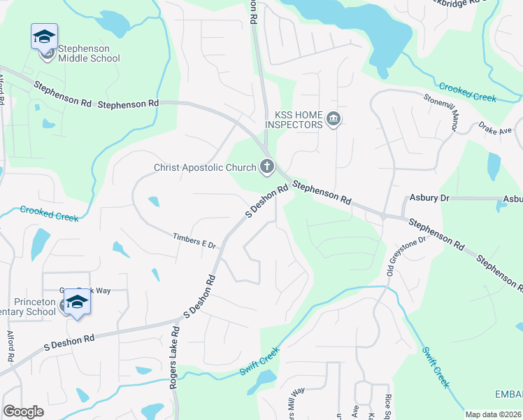 map of restaurants, bars, coffee shops, grocery stores, and more near 6989 Brecken Place in Lithonia