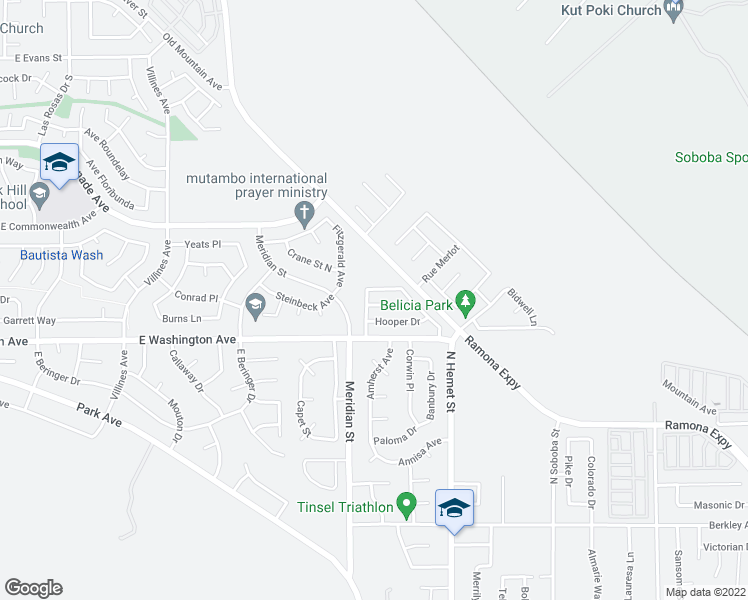 map of restaurants, bars, coffee shops, grocery stores, and more near 1941 Tudor Drive in San Jacinto