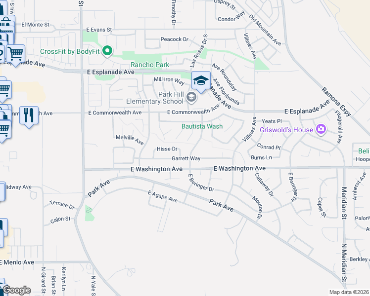 map of restaurants, bars, coffee shops, grocery stores, and more near 1997 Van Fleet Drive in San Jacinto
