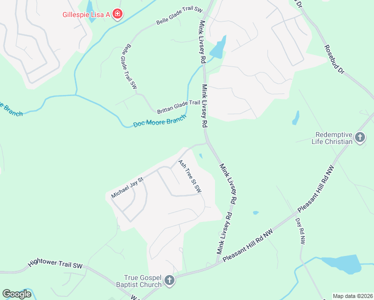 map of restaurants, bars, coffee shops, grocery stores, and more near Harley Beth Drive Southwest in Snellville