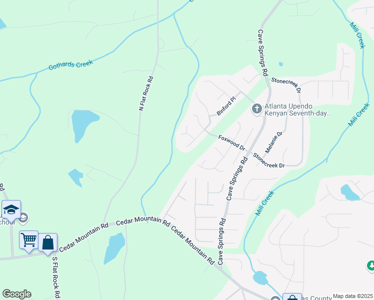 map of restaurants, bars, coffee shops, grocery stores, and more near 1486 Waterton Trail in Douglasville