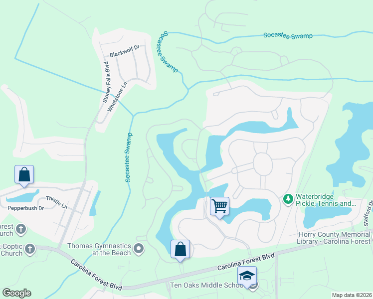 map of restaurants, bars, coffee shops, grocery stores, and more near 1416 Hydrangea Drive in Myrtle Beach