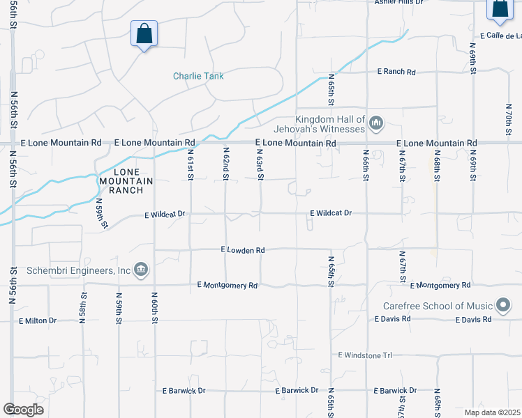 map of restaurants, bars, coffee shops, grocery stores, and more near 30914 North 63rd Street North in Cave Creek