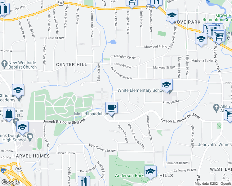 map of restaurants, bars, coffee shops, grocery stores, and more near 425 New Jersey Avenue Northwest in Atlanta