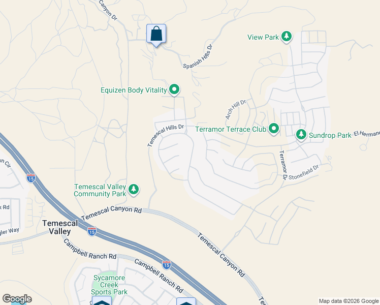 map of restaurants, bars, coffee shops, grocery stores, and more near 24356 Overlook Drive in Corona