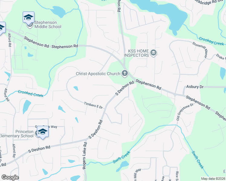 map of restaurants, bars, coffee shops, grocery stores, and more near 932 South Deshon Road in Lithonia