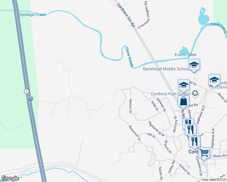 map of restaurants, bars, coffee shops, grocery stores, and more near 101-163 Buttercup Road in Cordova
