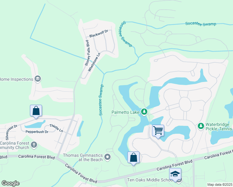 map of restaurants, bars, coffee shops, grocery stores, and more near Hydrangea Drive in Myrtle Beach