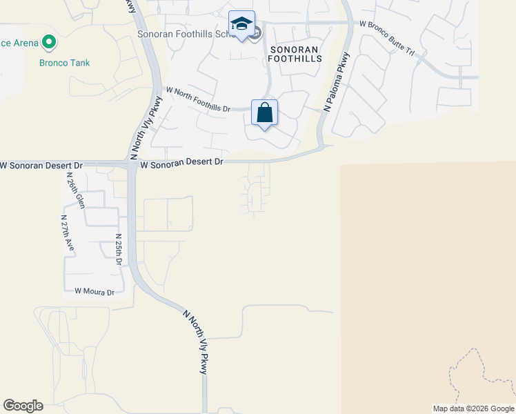 map of restaurants, bars, coffee shops, grocery stores, and more near Sonoran Desert Drive in Phoenix