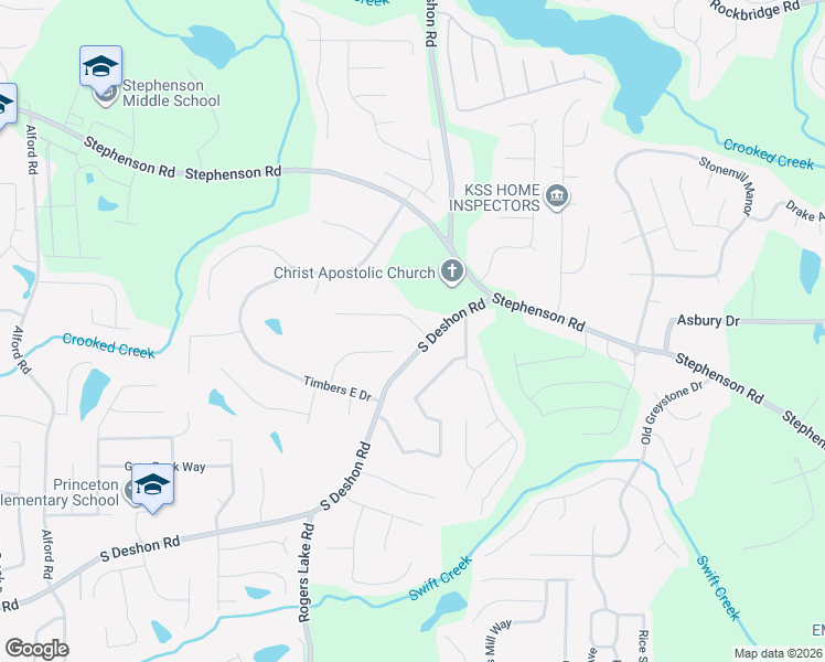 map of restaurants, bars, coffee shops, grocery stores, and more near 932 South Deshon Road in Lithonia
