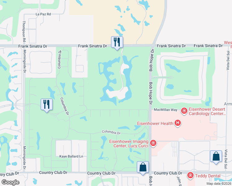 map of restaurants, bars, coffee shops, grocery stores, and more near 899 Island Drive in Rancho Mirage