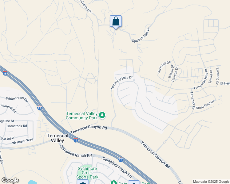 map of restaurants, bars, coffee shops, grocery stores, and more near 24357 Sunset Vista Drive in Temescal Valley