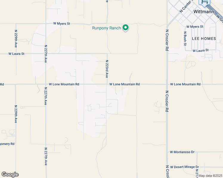 map of restaurants, bars, coffee shops, grocery stores, and more near 31209 North 223rd Avenue in Wittmann