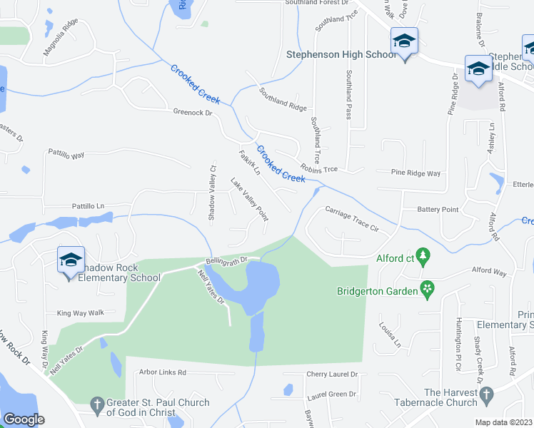 map of restaurants, bars, coffee shops, grocery stores, and more near 6304 Lake Valley Point in Lithonia