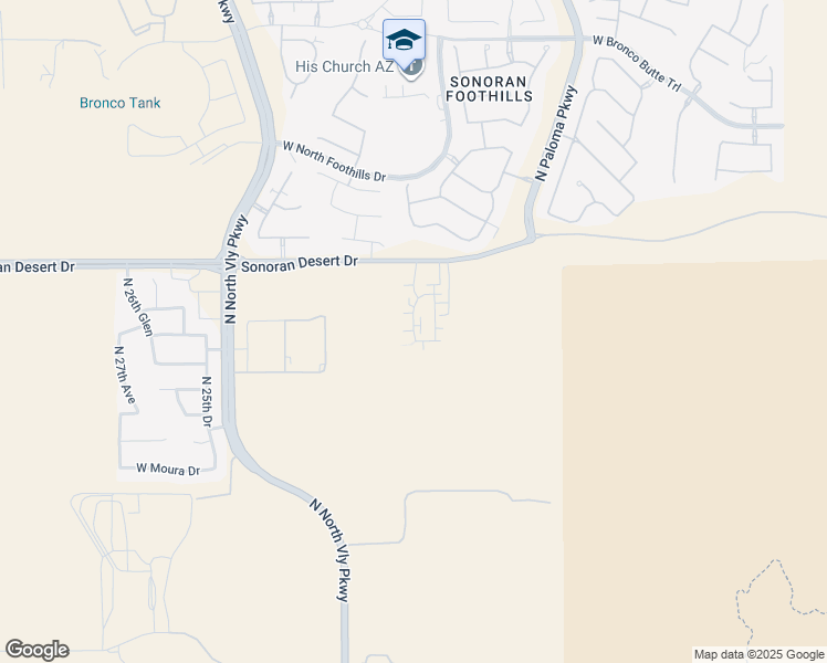 map of restaurants, bars, coffee shops, grocery stores, and more near Sonoran Desert Drive in Phoenix