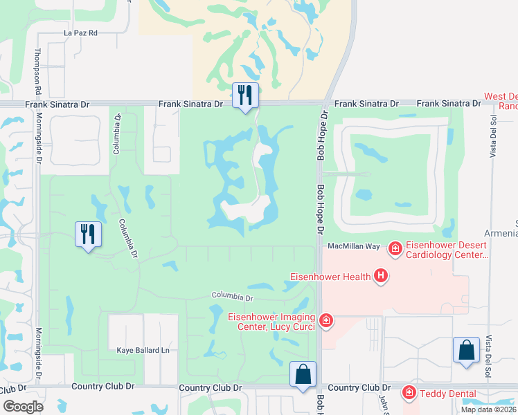 map of restaurants, bars, coffee shops, grocery stores, and more near 38900 Island Drive in Rancho Mirage