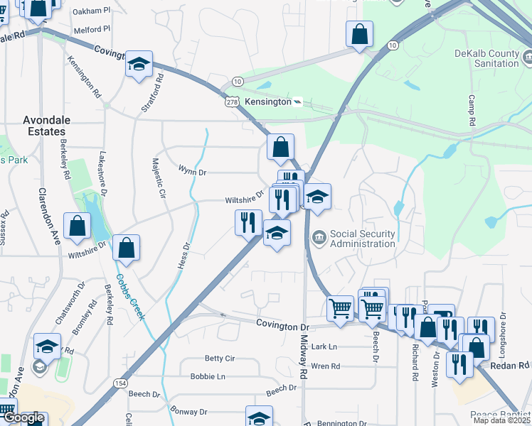 map of restaurants, bars, coffee shops, grocery stores, and more near 4053 Memorial Drive in Decatur