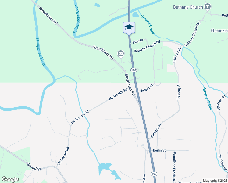 map of restaurants, bars, coffee shops, grocery stores, and more near 418 Mc Donald Road in Tallapoosa