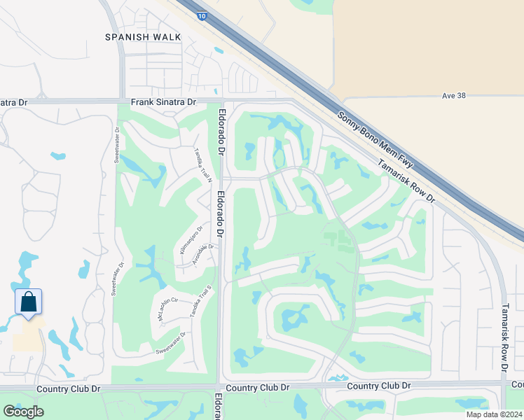 map of restaurants, bars, coffee shops, grocery stores, and more near 38727 Lobelia Circle in Palm Desert