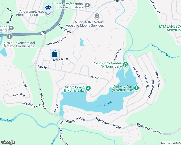 map of restaurants, bars, coffee shops, grocery stores, and more near 4500 Wallace Circle Southwest in Snellville