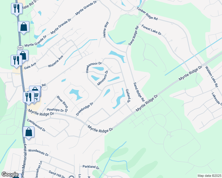 map of restaurants, bars, coffee shops, grocery stores, and more near 6004 Palisade Court in Conway