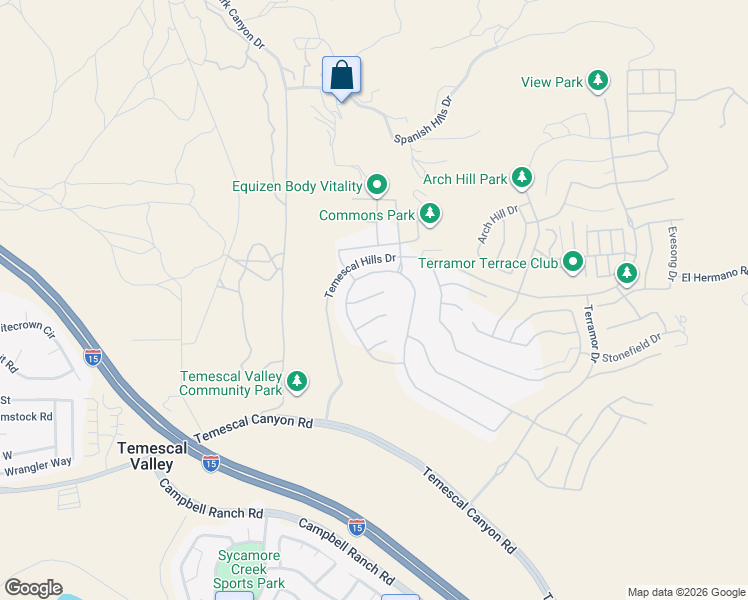 map of restaurants, bars, coffee shops, grocery stores, and more near 11145 Fourleaf Court in Corona
