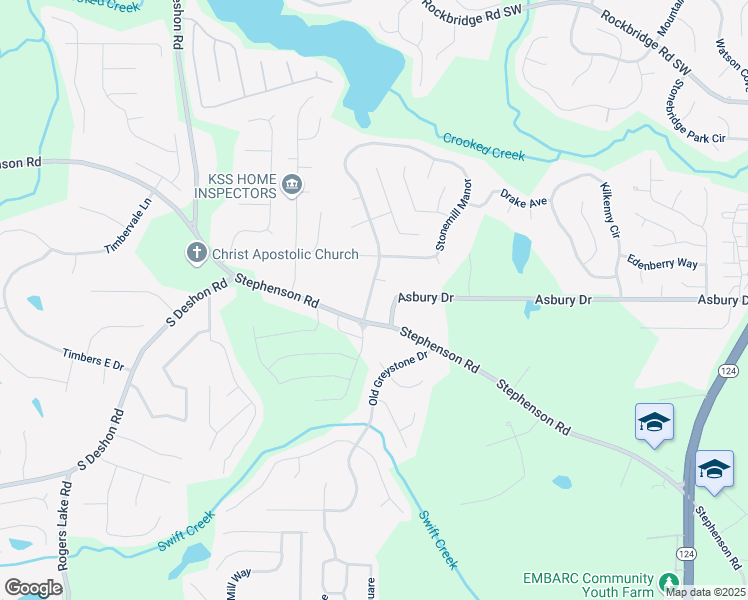 map of restaurants, bars, coffee shops, grocery stores, and more near 924 Stonemill Manor in Lithonia