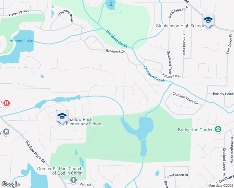 map of restaurants, bars, coffee shops, grocery stores, and more near 654 Lakes Circle in Lithonia