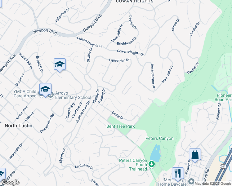 map of restaurants, bars, coffee shops, grocery stores, and more near 1682 Kimberwick Drive in Santa Ana