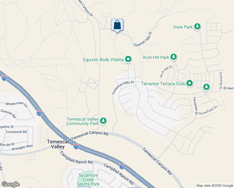 map of restaurants, bars, coffee shops, grocery stores, and more near 24333 Sunset Vista Drive in Corona