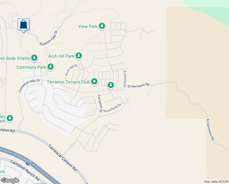 map of restaurants, bars, coffee shops, grocery stores, and more near 11863 Trailwood Court in Corona