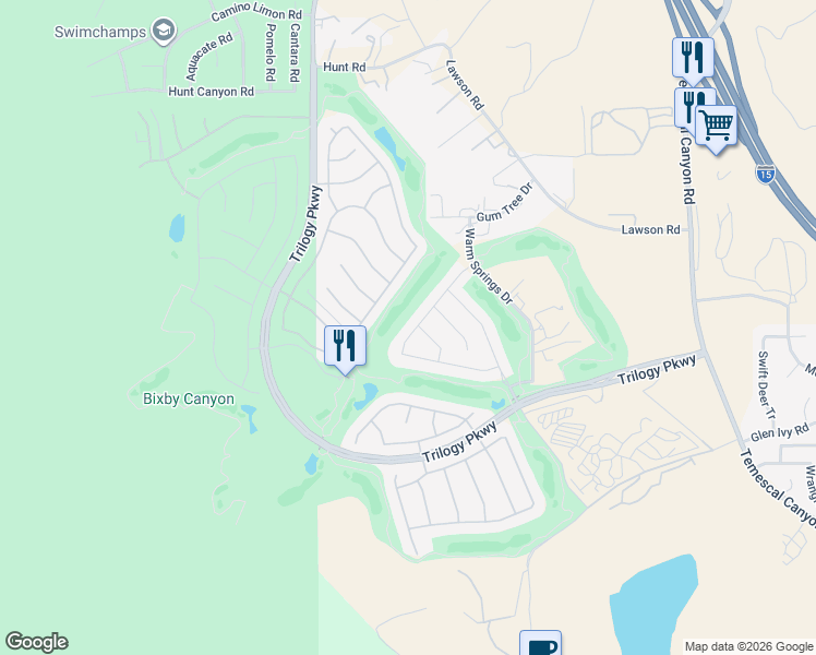 map of restaurants, bars, coffee shops, grocery stores, and more near 24271 Whitetail Drive in Corona