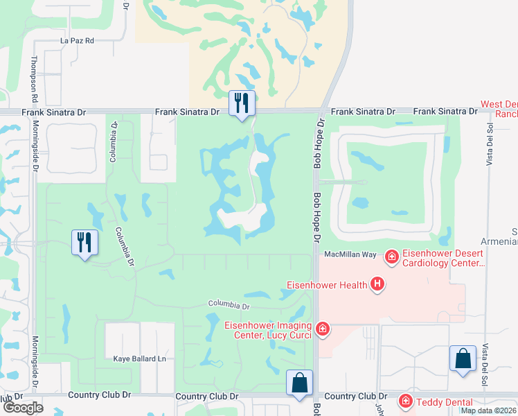 map of restaurants, bars, coffee shops, grocery stores, and more near 900 Island Drive in Rancho Mirage