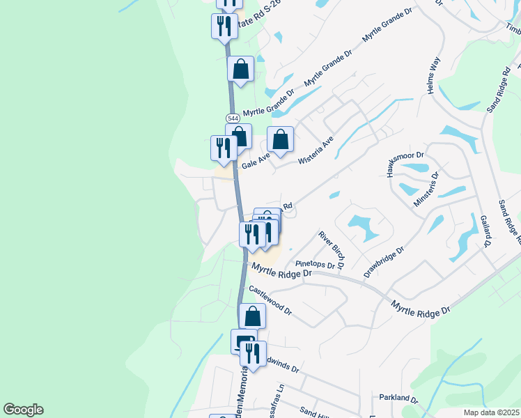 map of restaurants, bars, coffee shops, grocery stores, and more near 133 Miles Standish Court in Conway