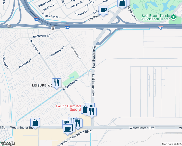 map of restaurants, bars, coffee shops, grocery stores, and more near 13360 Del Monte Drive in Seal Beach