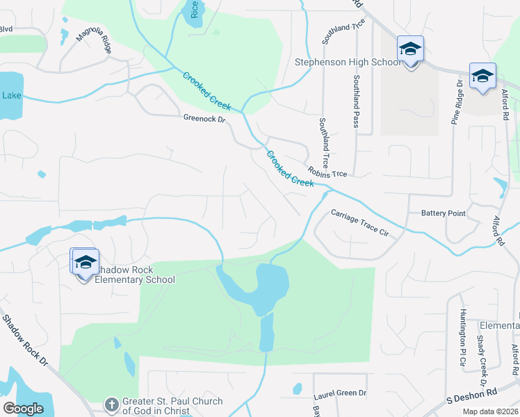map of restaurants, bars, coffee shops, grocery stores, and more near 6264 Lake Valley Point in Lithonia